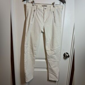 Banana Republic Stylish Cream Moto Pants with Zipper Details - Size 29